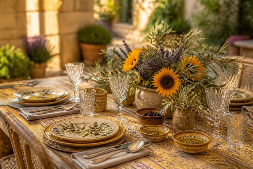 apprenez à dresser une table charmante aux couleurs chaleureuses et ensoleillées de la provence, pour une ambiance conviviale et élégante.