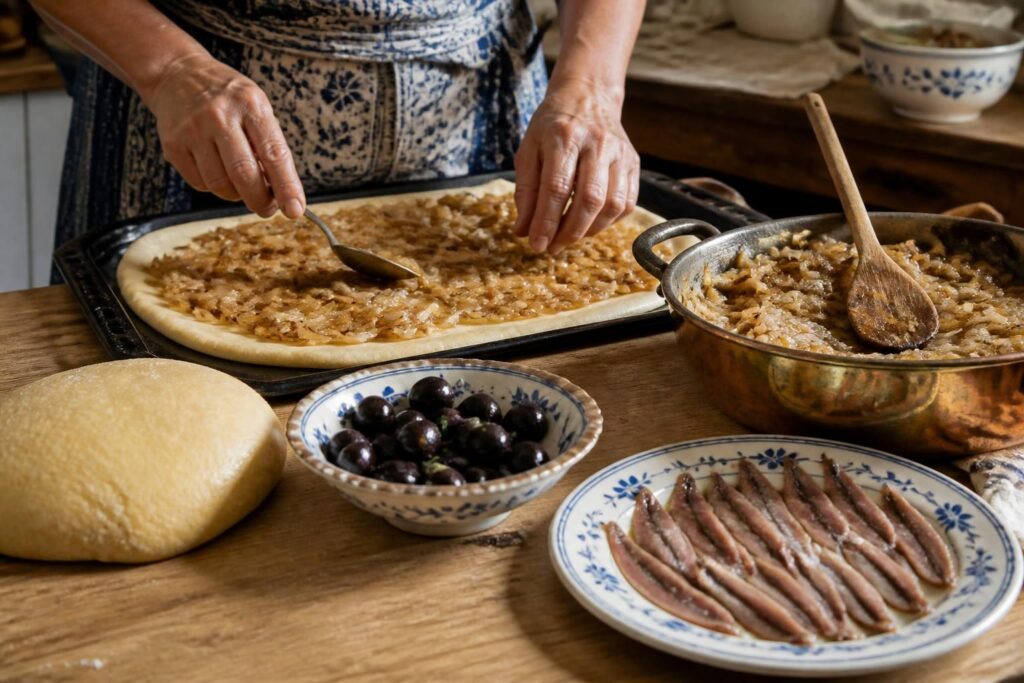 découvrez la recette traditionnelle de la pissaladière niçoise, un délicieux plat du sud de la france, expliqué pas à pas pour réussir facilement chez vous.