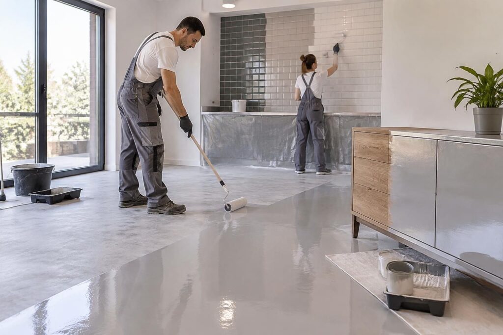 découvrez les applications de la peinture résine sur les sols, le carrelage et les meubles, ainsi que des conseils pour réussir vos travaux.