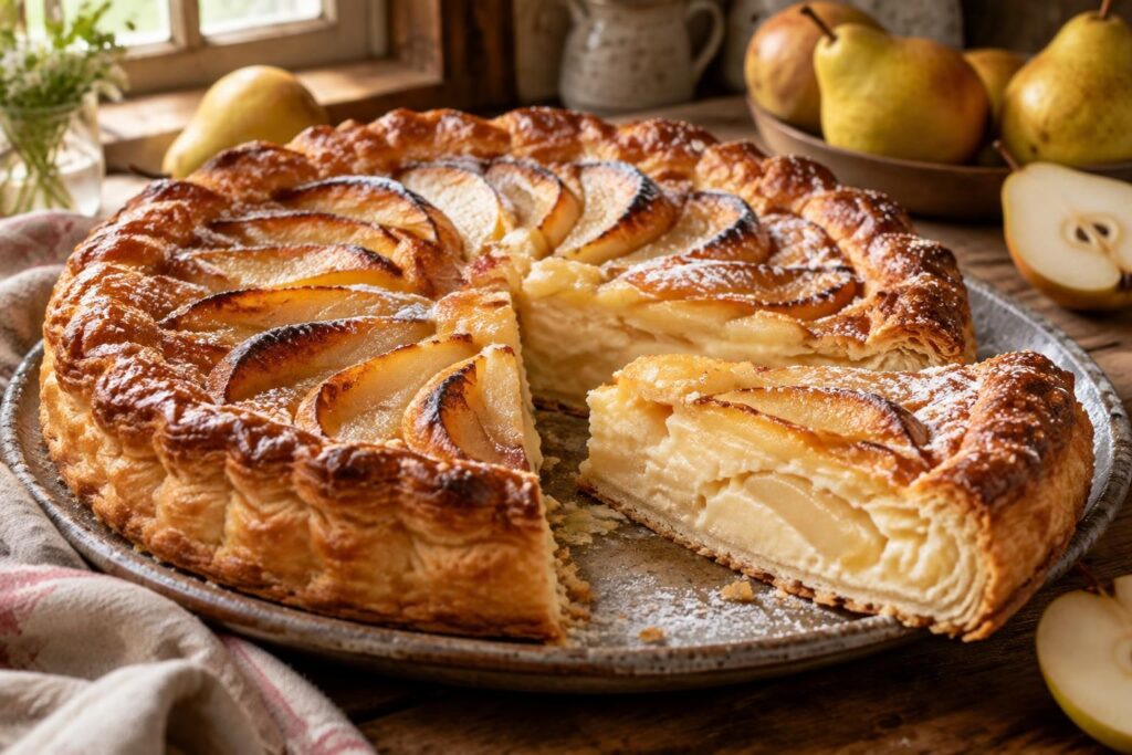 découvrez nos recettes de tourte aux poires, traditionnelles et fondantes, sublimées par la crème fraîche pour un dessert gourmand et facile à préparer.