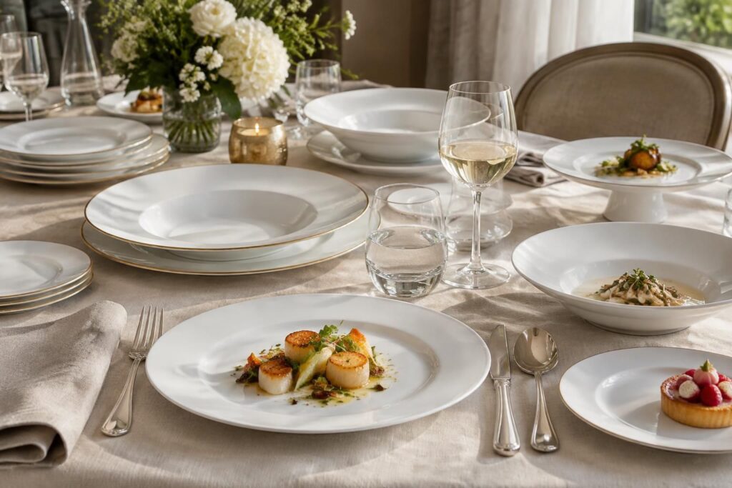 Assiette en porcelaine blanche ou de Limoges : styles et usages