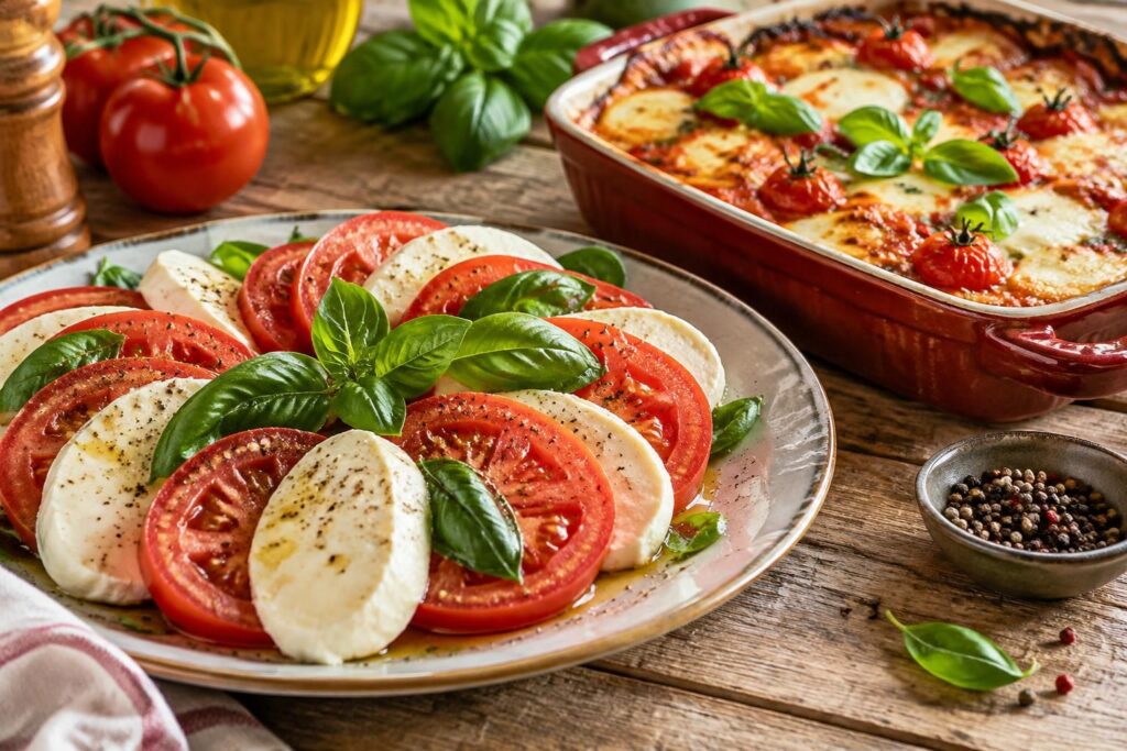 découvrez des recettes savoureuses de tomate et mozzarella, fraîches ou gratinées au four, pour des repas simples, gourmands et ensoleillés.