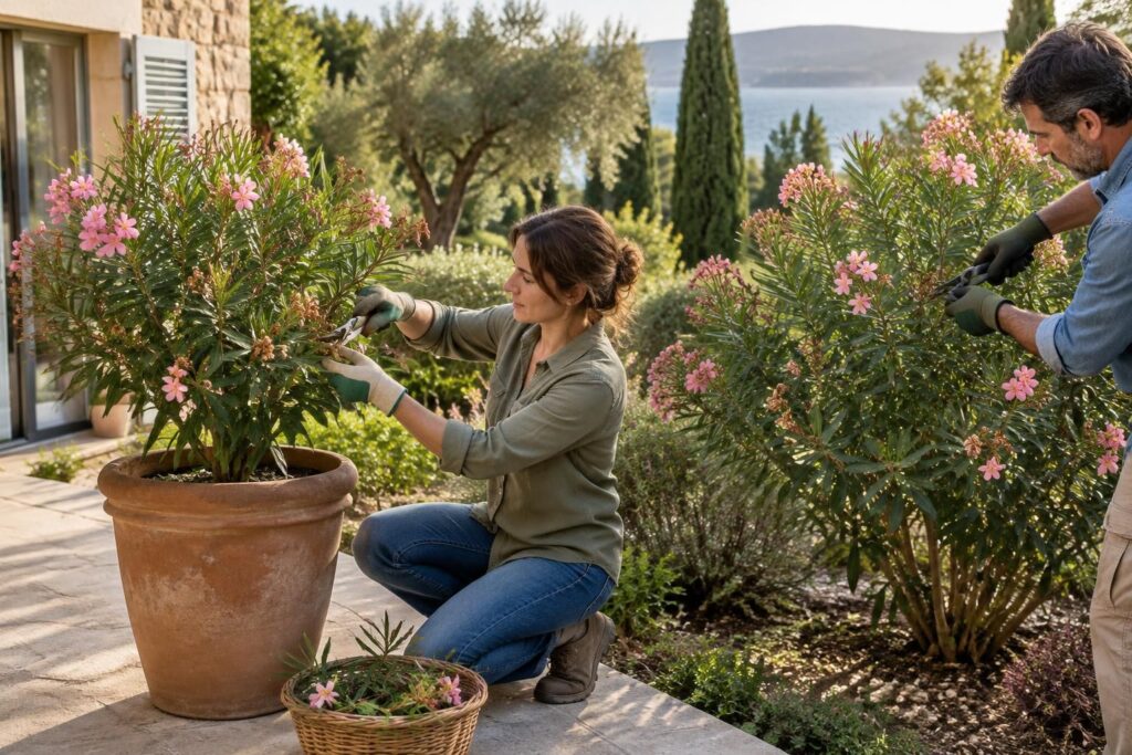 Taille du laurier rose en pot et en pleine terre au bon moment